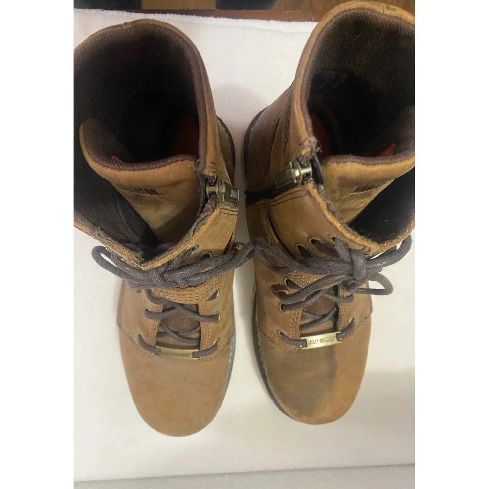Harley Davidson‎ Men's Brown Leather Lace Up Buckle Motorcycle Boots Size 11M